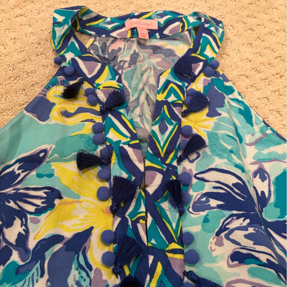 NWOT new Lilly Pulitzer Achelle swing dress with pom Poms and tassels size small - Picture 4 of 4